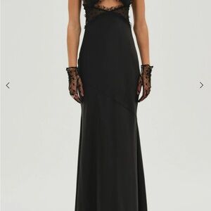 For Love And Lemons Black Plunge Backless Gown
